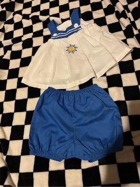 Vintage 2T classic toddler nautical sailor girl outfit